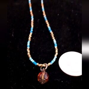 Dainty Turquoise and Crystal Necklace